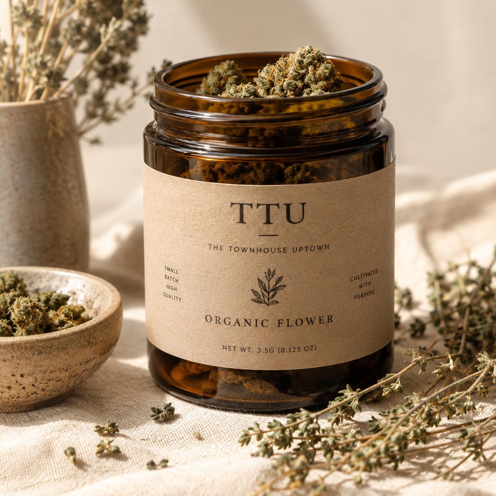 TTU Organic Flower — branded jar by The Townhouse Uptown